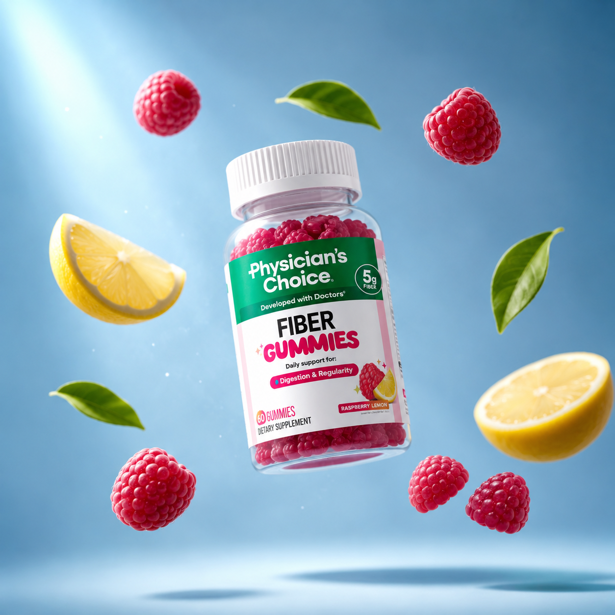 Fiber Gummies: Fibra prebiótica suplemento alimenticio en gomitas.