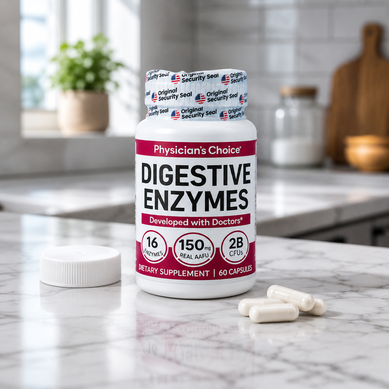 Digestive Enzymes: Alivio de la hinchazón y las molestias durante las comidas con probióticos.