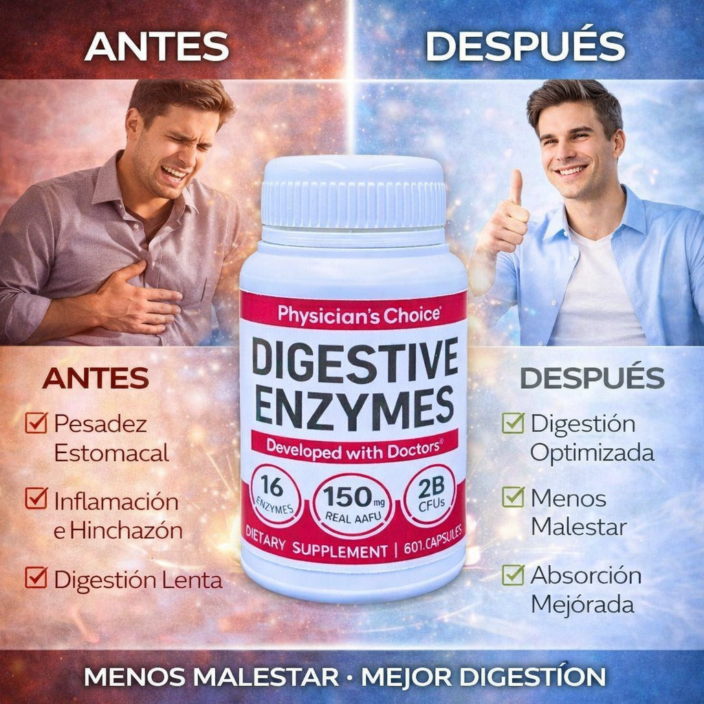 Digestive Enzymes: Alivio de la hinchazón y las molestias durante las comidas con probióticos.